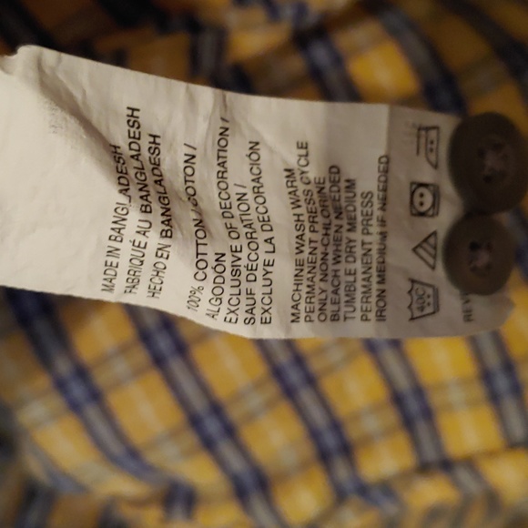 IZOD Button Down Long Sleeve Shirt, Blue & Yellow, XXL - Picture 4 of 5